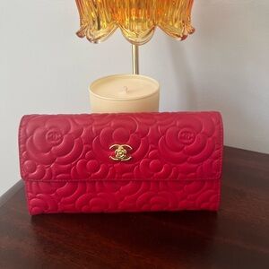 Chanel Vibrant Red Camellia Wallet
